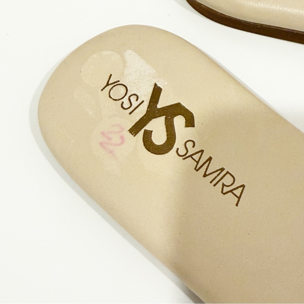 Yosi Samra Tan and Gold Leather Slide Sandals - Picture 3 of 5